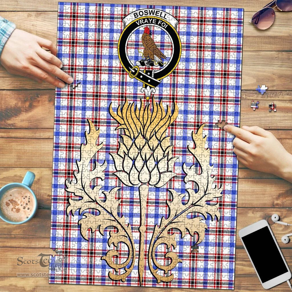 Scottish Boswell Modern Clan Tartan Puzzle - Thistle Gold Style Scottish Plaid Tartan Plaid