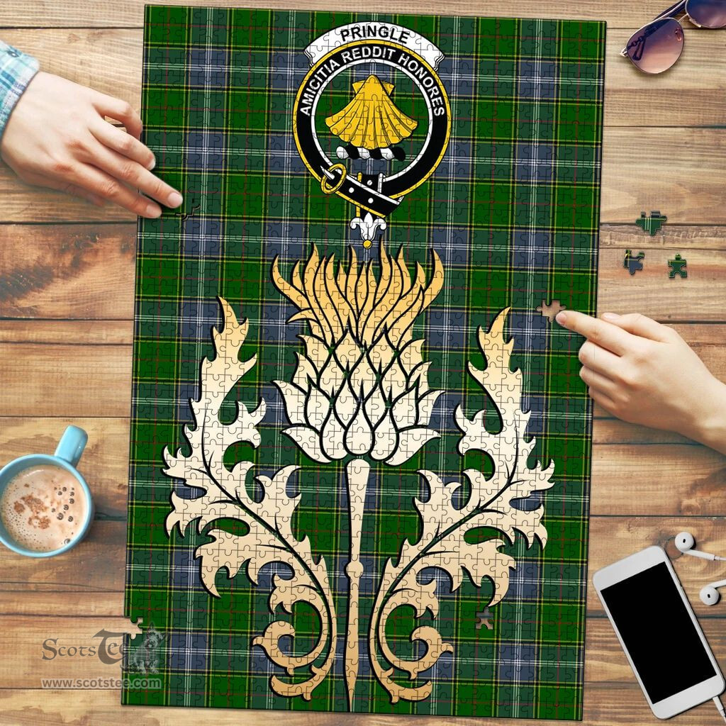 Scottish Pringle Clan Tartan Puzzle - Thistle Gold Style Scottish Plaid Tartan Plaid
