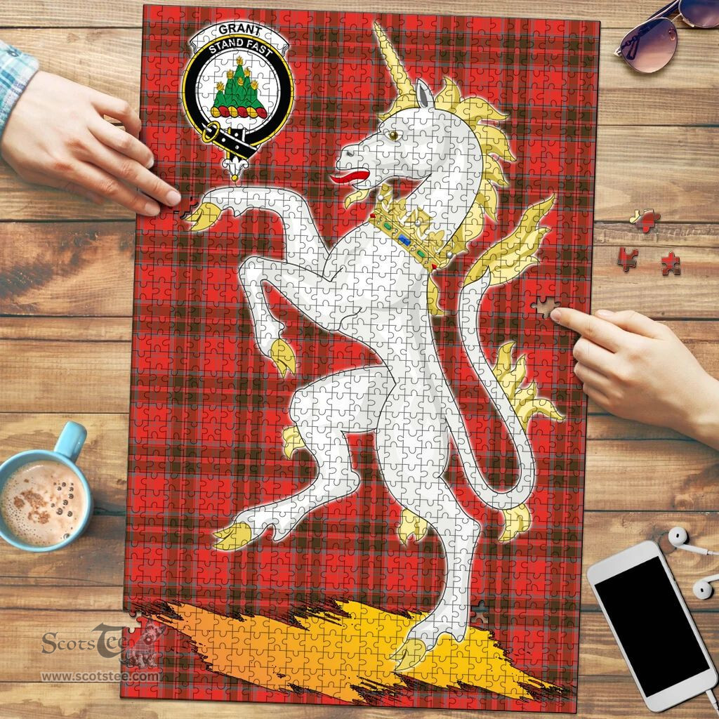 Scottish Grant Weathered Clan Tartan Puzzle - Unicorn Style Scottish Plaid Tartan Plaid