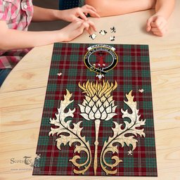 Scottish Crawford Modern Clan Tartan Puzzle - Thistle Gold Style Scottish Plaid Tartan Plaid
