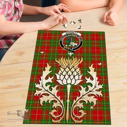 Scottish Burnett Ancient Clan Tartan Puzzle - Thistle Gold Style Scottish Plaid Tartan Plaid