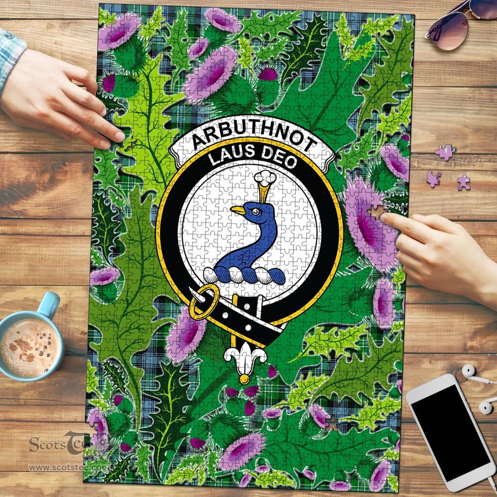 Scottish Arbuthnot Ancient Clan Tartan Puzzle - Thistle Pattern Style Scottish Plaid Tartan Plaid