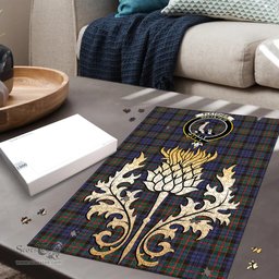Scottish Fletcher of Dunans Clan Tartan Puzzle - Thistle Gold Style Scottish Plaid Tartan Plaid