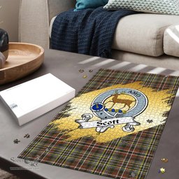 Scottish Scott Green Weathered Clan Tartan Puzzle - Gold Style Scottish Plaid Tartan Plaid