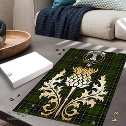 Scottish MacLean Hunting Clan Tartan Puzzle - Thistle Gold Style Scottish Plaid Tartan Plaid