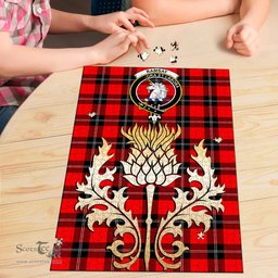 Scottish Ramsay Modern Clan Tartan Puzzle - Thistle Gold Style Scottish Plaid Tartan Plaid