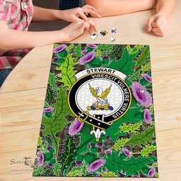Scottish Stewart Hunting Weathered Clan Tartan Puzzle - Thistle Pattern Style Scottish Plaid Tartan Plaid
