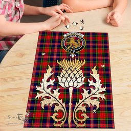 Scottish MacPherson Modern Clan Tartan Puzzle - Thistle Gold Style Scottish Plaid Tartan Plaid