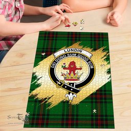 Scottish Lundin Clan Tartan Puzzle - Gold Style Scottish Plaid Tartan Plaid