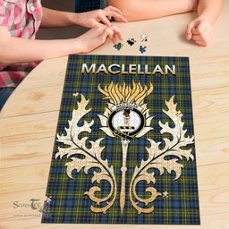 Scottish MacLellan Ancient Clan Tartan Puzzle - Thistle Scotland Style Scottish Plaid Tartan Plaid
