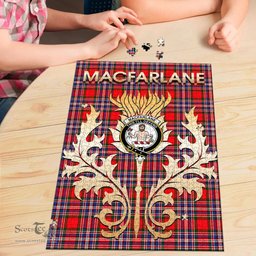 Scottish MacFarlane Modern Clan Tartan Puzzle - Thistle Scotland Style Scottish Plaid Tartan Plaid