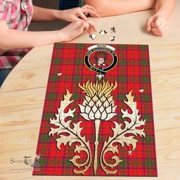 Scottish Ross Modern Clan Tartan Puzzle - Thistle Gold Style Scottish Plaid Tartan Plaid