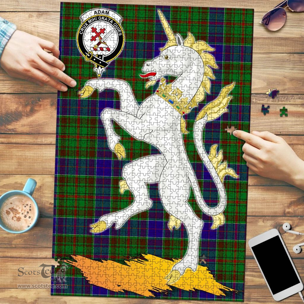 Scottish Adam Clan Tartan Puzzle - Unicorn Style Scottish Plaid Tartan Plaid