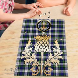 Scottish Gordon Dress Modern Clan Tartan Puzzle - Thistle Gold Style Scottish Plaid Tartan Plaid
