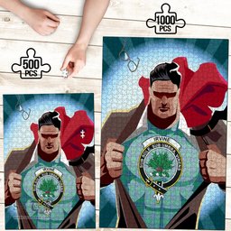 Scottish Irvine Ancient Clan Tartan Puzzle - Supper Hero Style Scottish Plaid Tartan Plaid