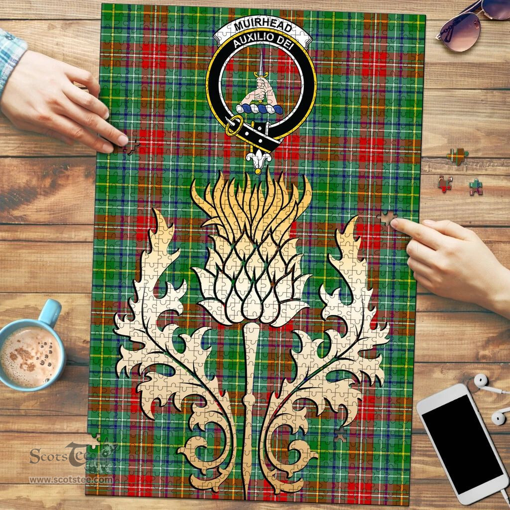 Scottish Muirhead Clan Tartan Puzzle - Thistle Gold Style Scottish Plaid Tartan Plaid