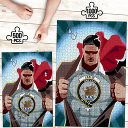 Scottish Leslie Hunting Ancient Clan Tartan Puzzle - Supper Hero Style Scottish Plaid Tartan Plaid