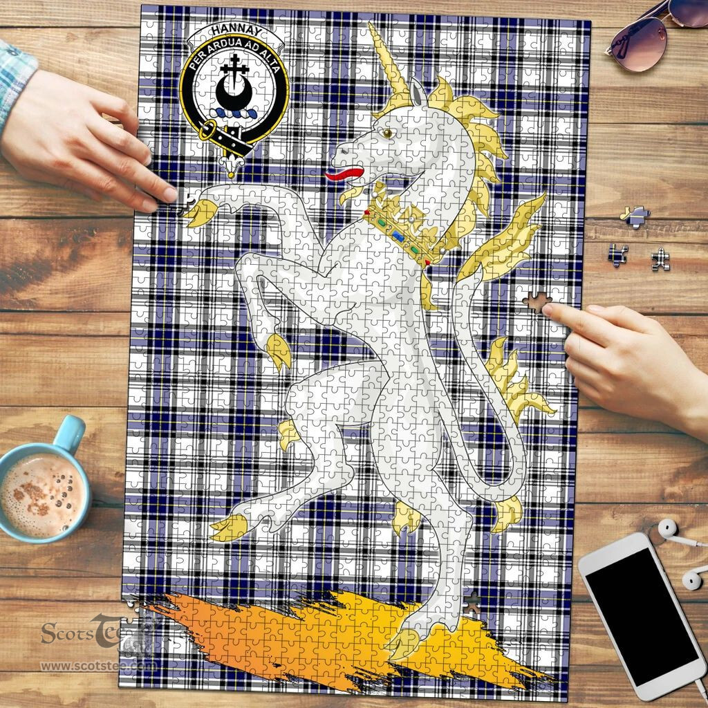 Scottish Hannay Modern Clan Tartan Puzzle - Unicorn Style Scottish Plaid Tartan Plaid