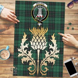 Scottish MacLean Hunting Ancient Clan Tartan Puzzle - Thistle Gold Style Scottish Plaid Tartan Plaid