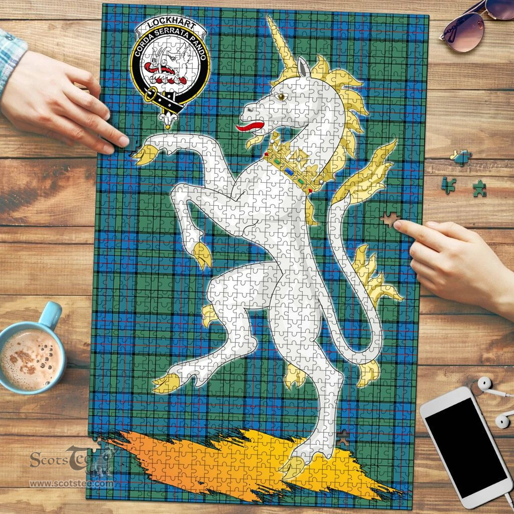 Scottish Lockhart Clan Tartan Puzzle - Unicorn Style Scottish Plaid Tartan Plaid