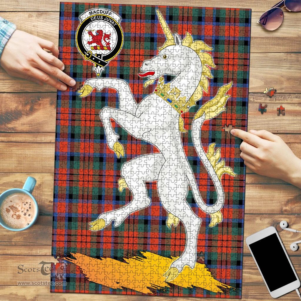 Scottish MacDuff Ancient Clan Tartan Puzzle - Unicorn Style Scottish Plaid Tartan Plaid