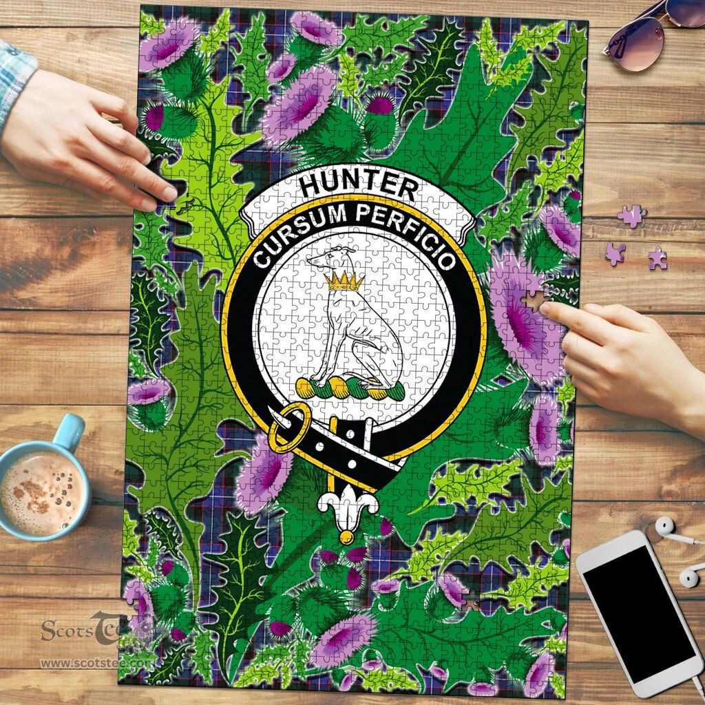 Scottish Hunter Modern Clan Tartan Puzzle - Thistle Pattern Style Scottish Plaid Tartan Plaid