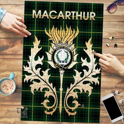 Scottish MacArthur Modern Clan Tartan Puzzle - Thistle Scotland Style Scottish Plaid Tartan Plaid