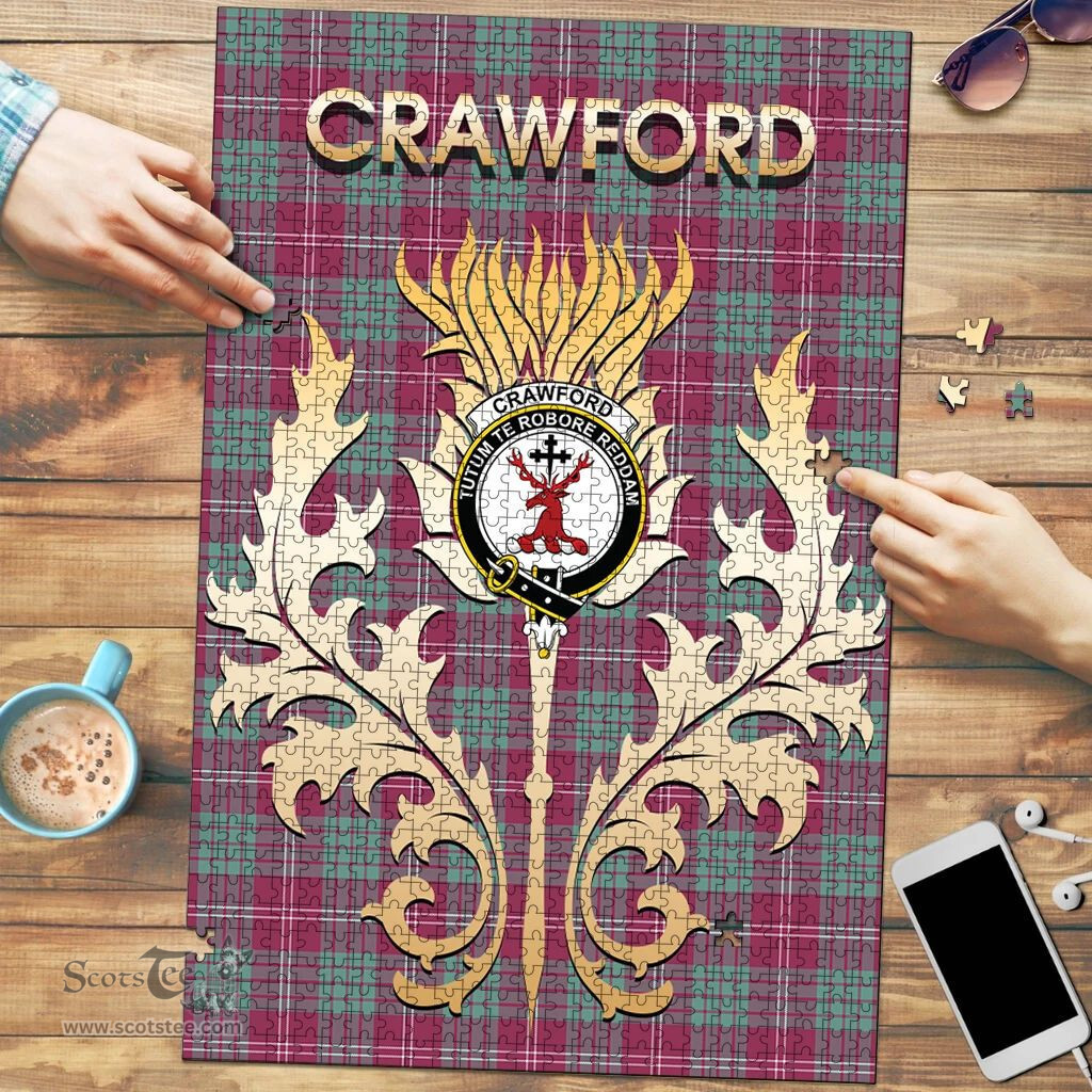 Scottish Crawford Ancient Clan Tartan Puzzle - Thistle Scotland Style Scottish Plaid Tartan Plaid
