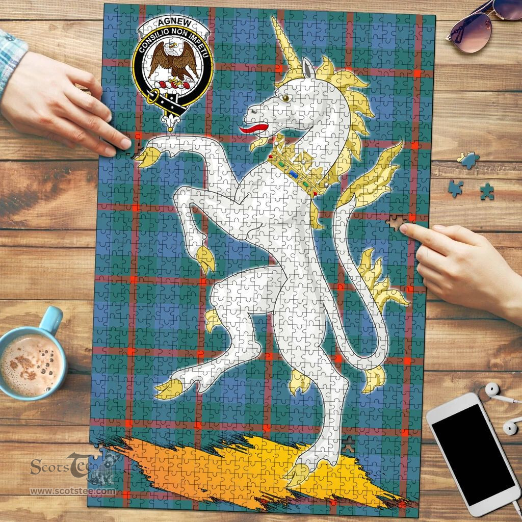 Scottish Agnew Ancient Clan Tartan Puzzle - Unicorn Style Scottish Plaid Tartan Plaid