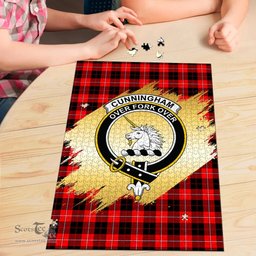 Scottish Cunningham Modern Clan Tartan Puzzle - Gold Style Scottish Plaid Tartan Plaid