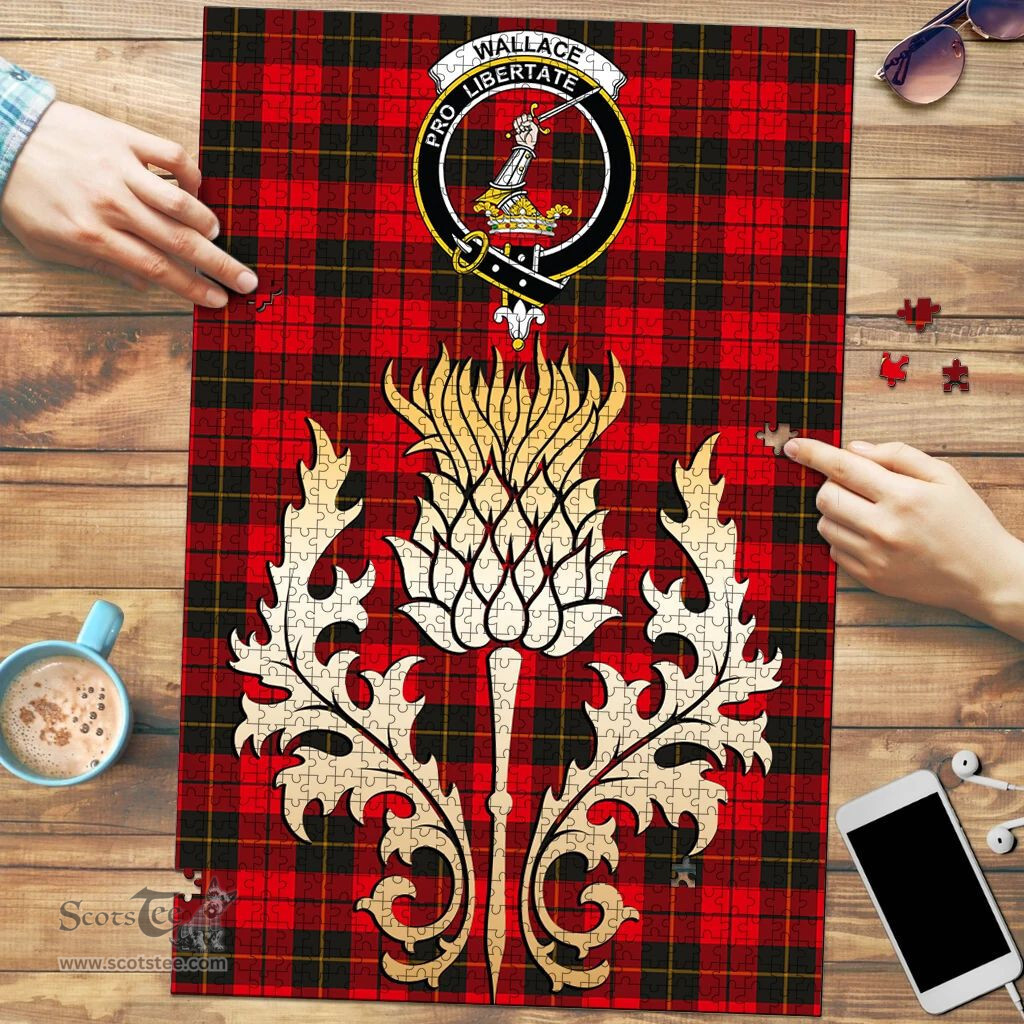 Scottish Wallace Weathered Clan Tartan Puzzle - Thistle Gold Style Scottish Plaid Tartan Plaid