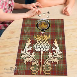 Scottish MacGillivray Hunting Ancient Clan Tartan Puzzle - Thistle Gold Style Scottish Plaid Tartan Plaid