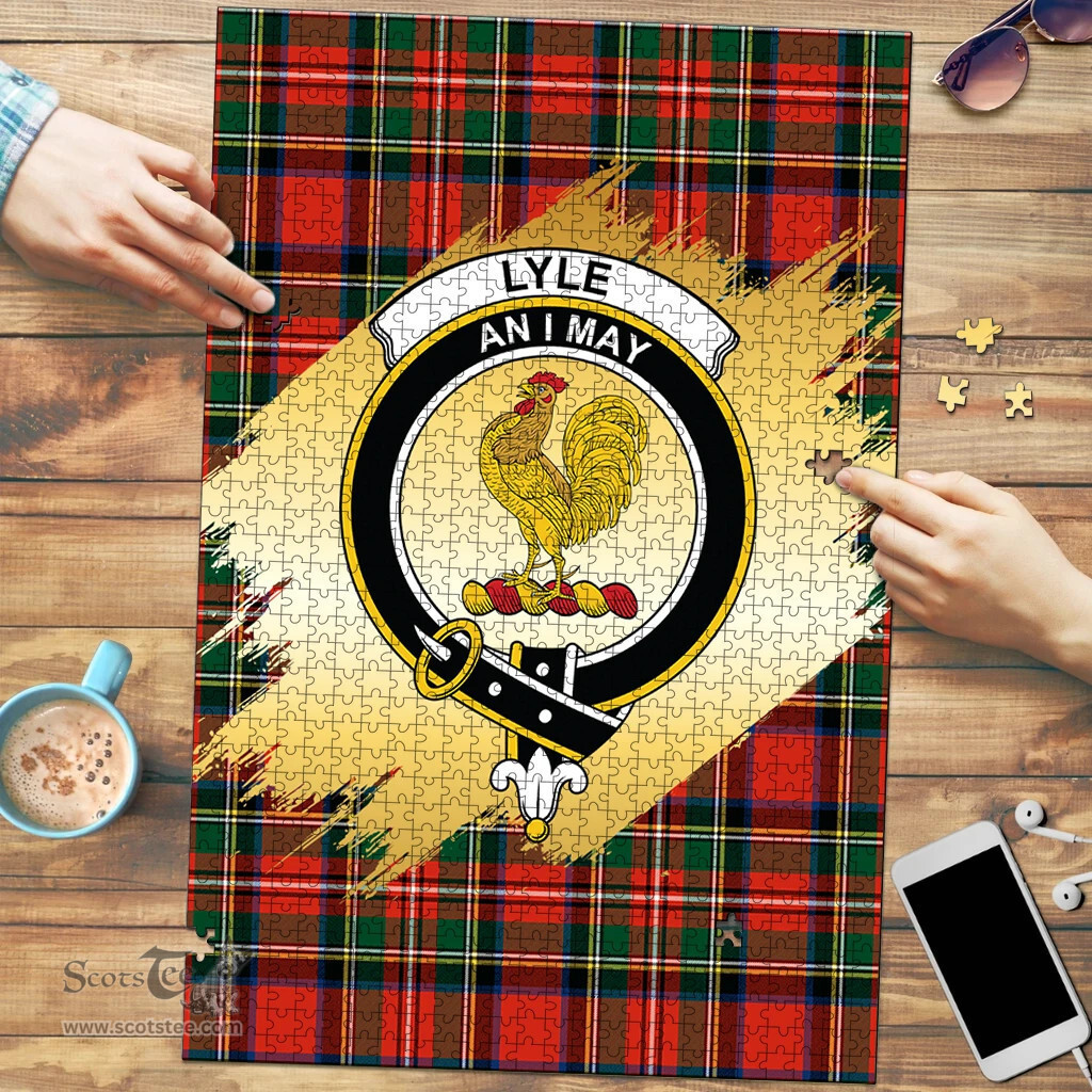 Scottish Lyle Clan Tartan Puzzle - Gold Style Scottish Plaid Tartan Plaid
