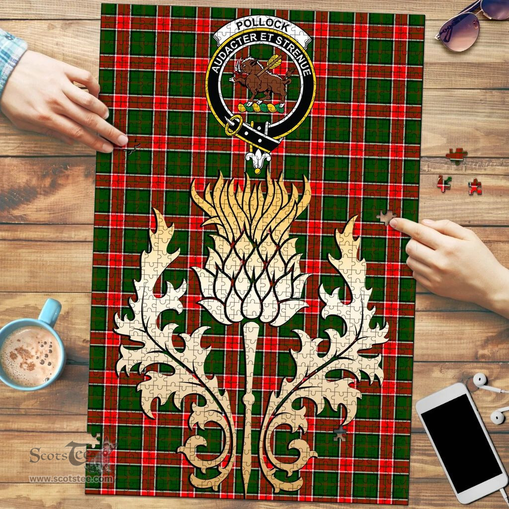 Scottish Pollock Modern Clan Tartan Puzzle - Thistle Gold Style Scottish Plaid Tartan Plaid