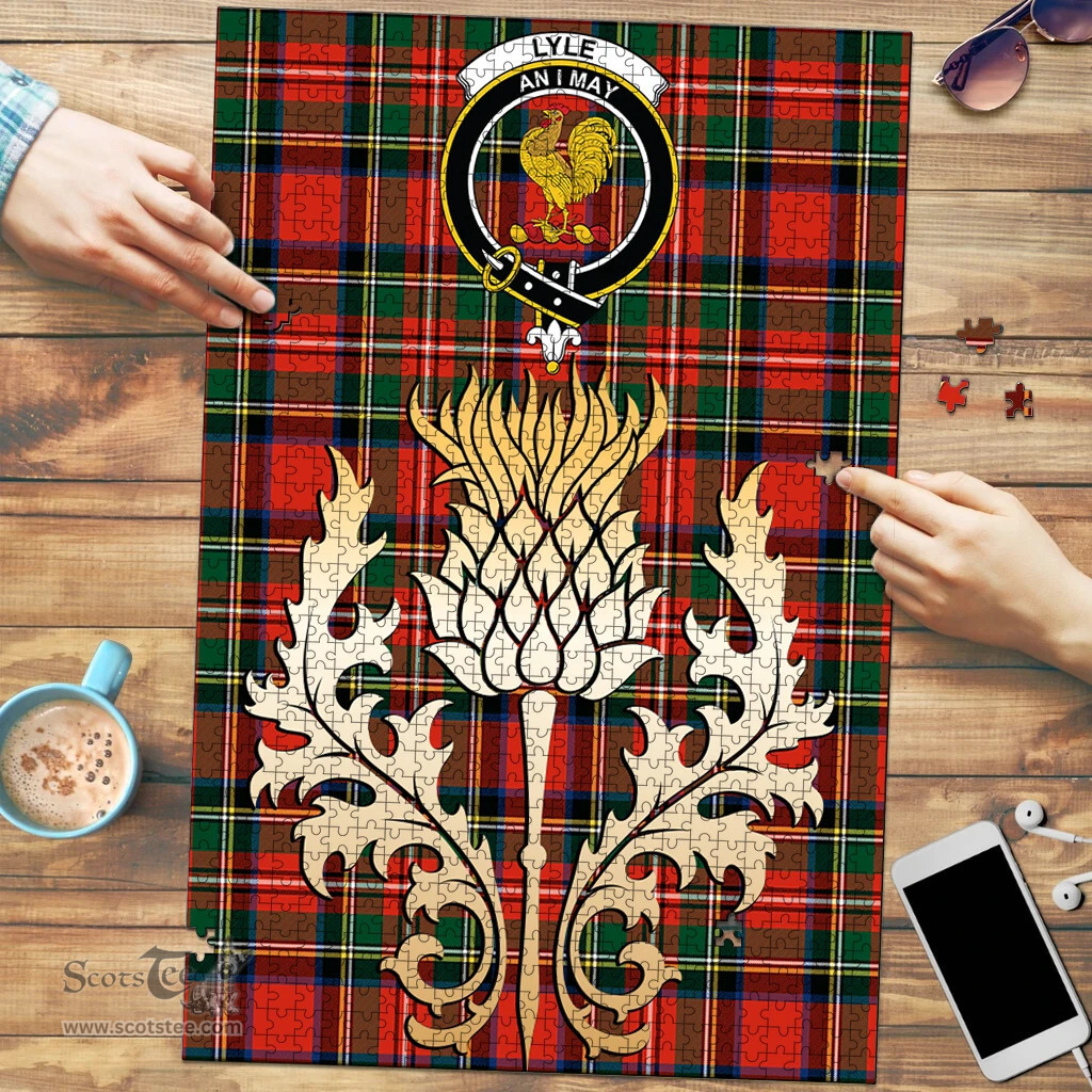 Scottish Lyle Clan Tartan Puzzle - Thistle Gold Style Scottish Plaid Tartan Plaid
