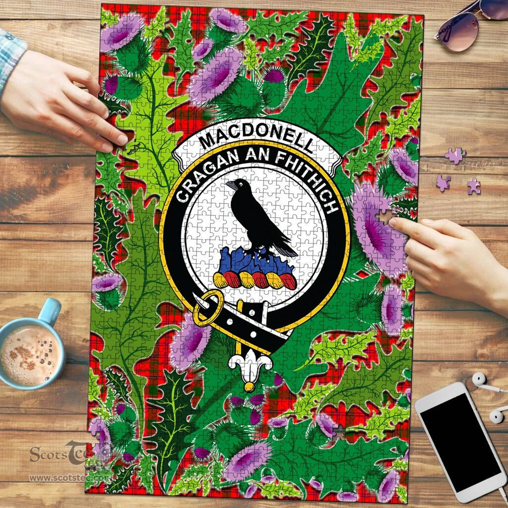 Scottish MacDonnell of Keppoch Modern Clan Tartan Puzzle - Thistle Pattern Style Scottish Plaid Tartan Plaid