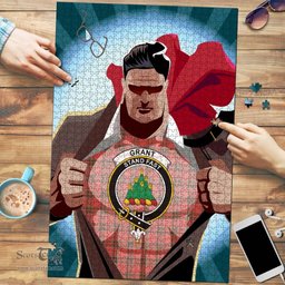 Scottish Grant Weathered Clan Tartan Puzzle - Supper Hero Style Scottish Plaid Tartan Plaid