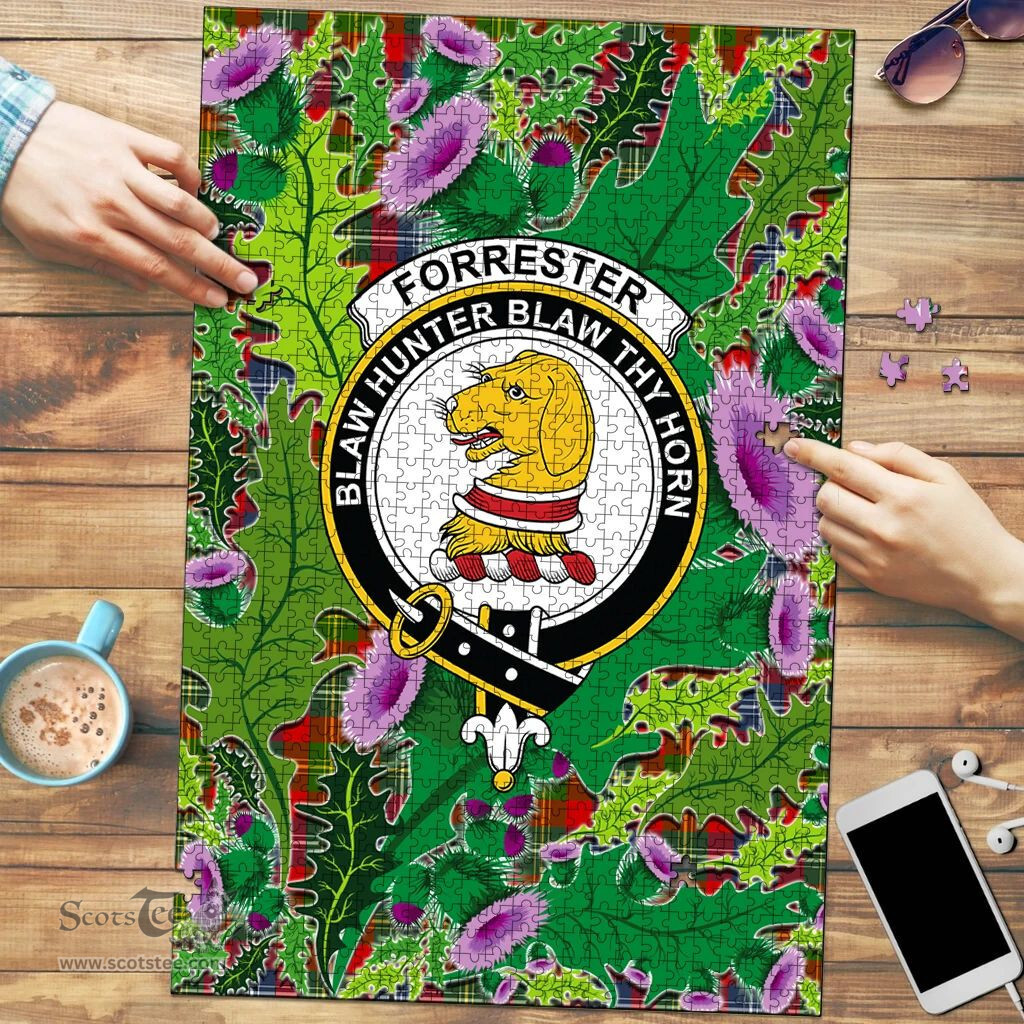 Scottish Forrester Clan Tartan Puzzle - Thistle Pattern Style Scottish Plaid Tartan Plaid