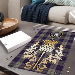 Scottish Cunningham Dress Blue Dancers Clan Tartan Puzzle - Thistle Gold Style Scottish Plaid Tartan Plaid