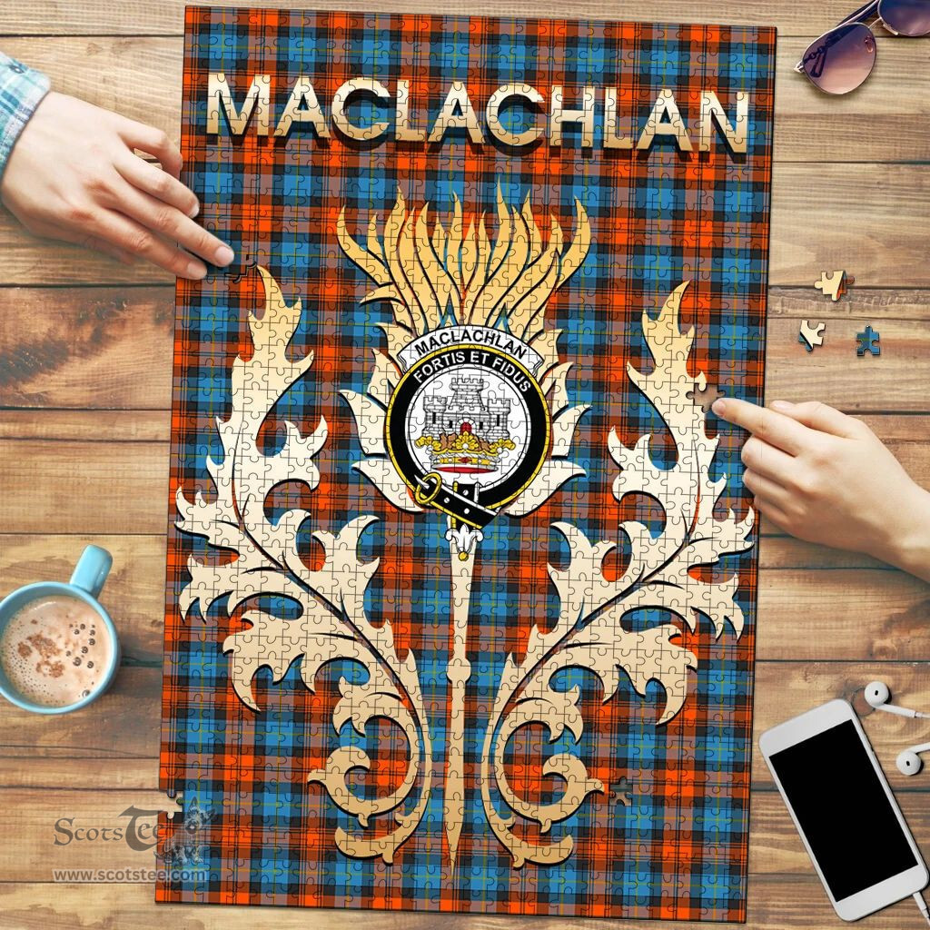 Scottish MacLachlan Ancient Clan Tartan Puzzle - Thistle Scotland Style Scottish Plaid Tartan Plaid
