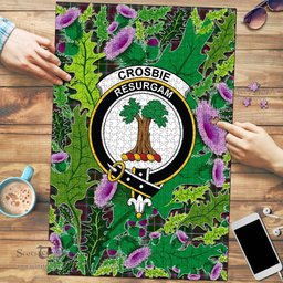 Scottish Crosbie Clan Tartan Puzzle - Thistle Pattern Style Scottish Plaid Tartan Plaid