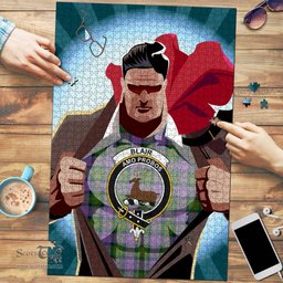 Scottish Blair Modern Clan Tartan Puzzle - Supper Hero Style Scottish Plaid Tartan Plaid