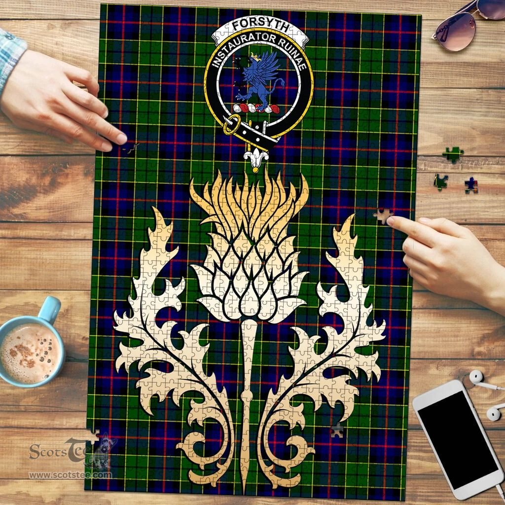 Scottish Forsyth Modern Clan Tartan Puzzle - Thistle Gold Style Scottish Plaid Tartan Plaid