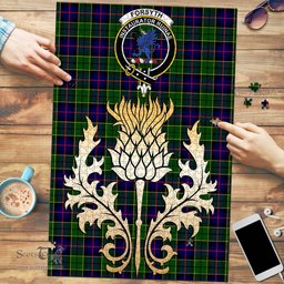 Scottish Forsyth Modern Clan Tartan Puzzle - Thistle Gold Style Scottish Plaid Tartan Plaid