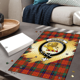 Scottish Nicolson Ancient Clan Tartan Puzzle - Gold Style Scottish Plaid Tartan Plaid