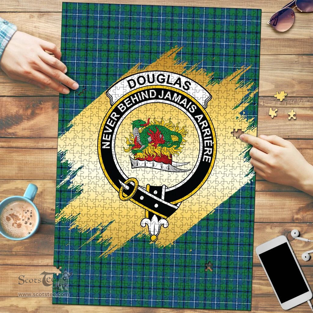 Scottish Douglas Ancient Clan Tartan Puzzle - Gold Style Scottish Plaid Tartan Plaid