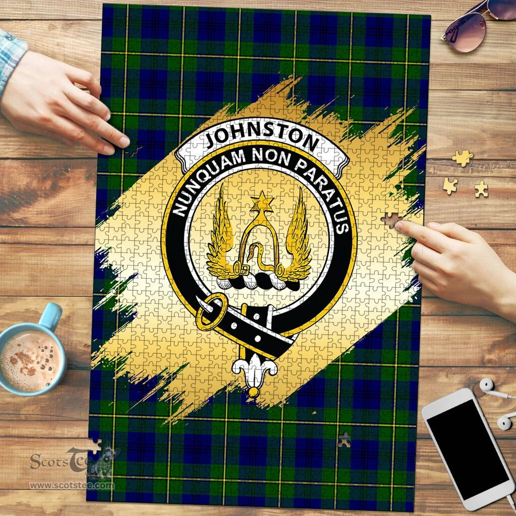 Scottish Johnston Modern Clan Tartan Puzzle - Gold Style Scottish Plaid Tartan Plaid