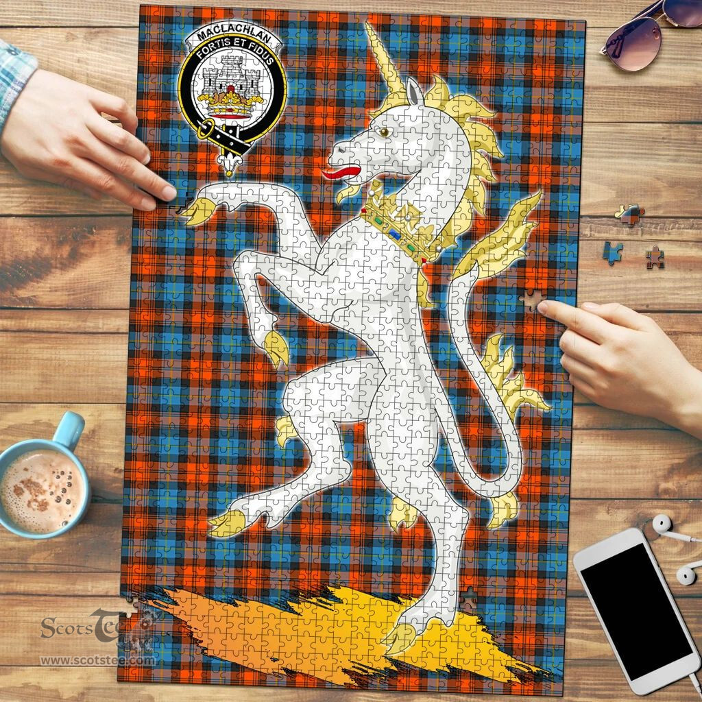 Scottish MacLachlan Ancient Clan Tartan Puzzle - Unicorn Style Scottish Plaid Tartan Plaid
