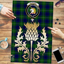 Scottish Oliphant Modern Clan Tartan Puzzle - Thistle Gold Style Scottish Plaid Tartan Plaid
