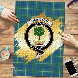 Scottish Hamilton Hunting Ancient Clan Tartan Puzzle - Gold Style Scottish Plaid Tartan Plaid